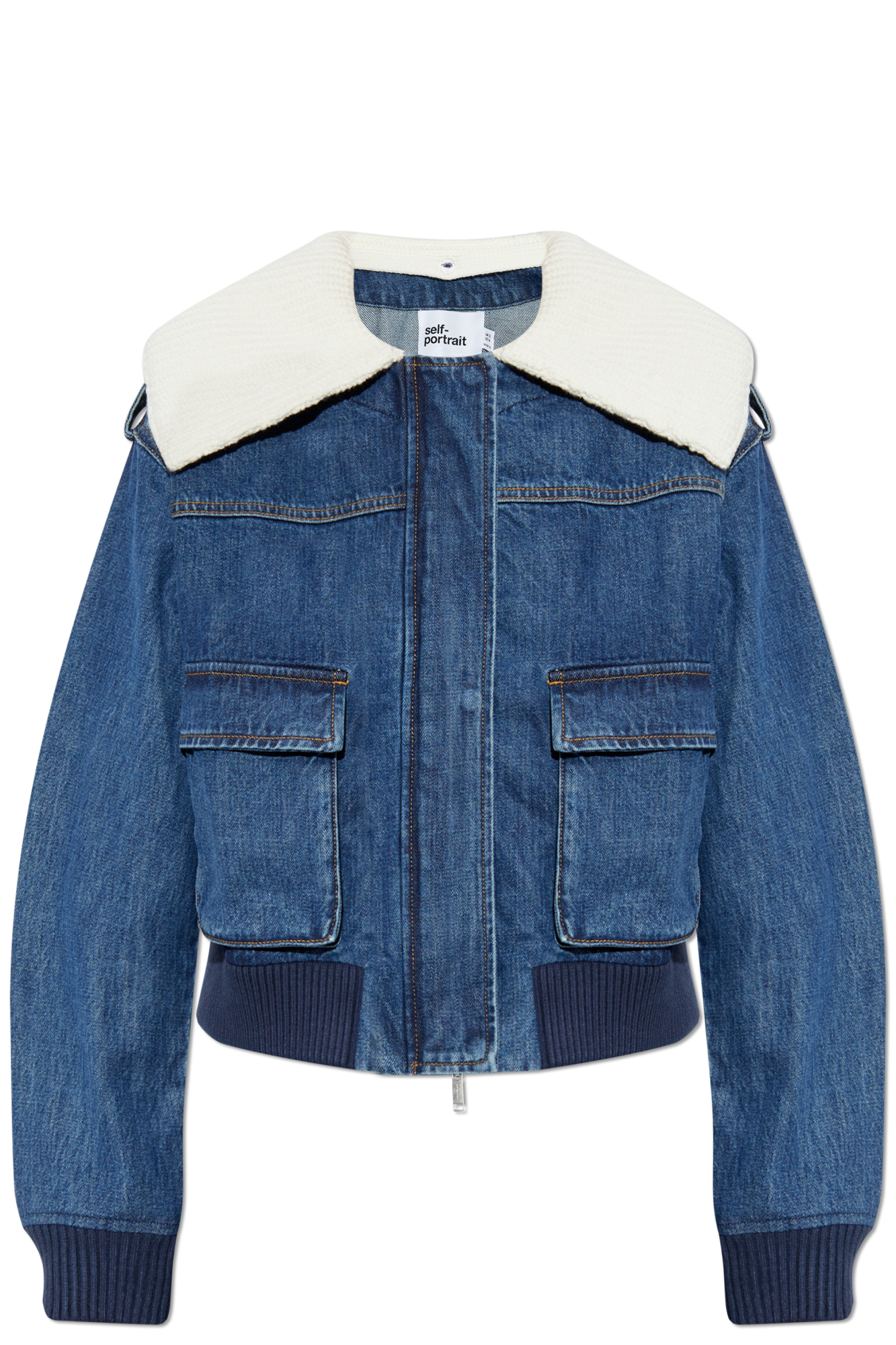 Self-Portrait Denim jacket with detachable collar | Women's